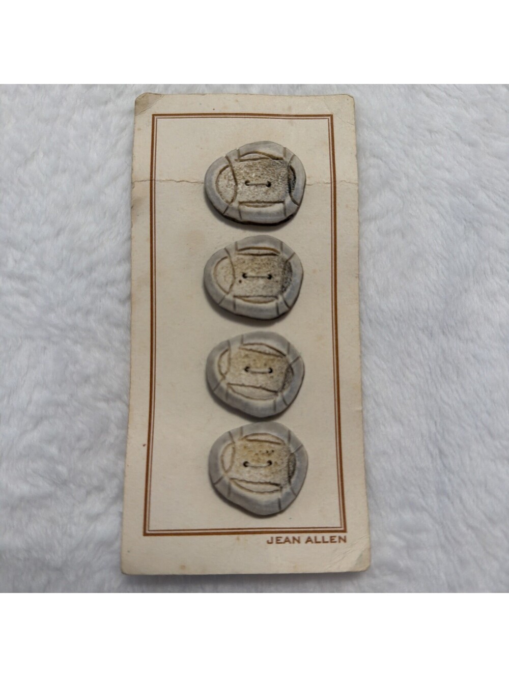 "Vintage Jean Allen Montana Deer Antler Buttons Original Card Set of 4 Sewing"